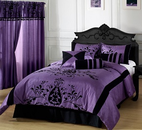 Cozy Beddings 7-Piece Violeta with Black Floral Flocking