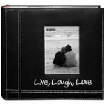 Embroidered Live, Laugh, Love Black Sewn Leatherette Frame