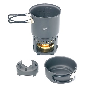 Esbit CS985HA 5-Piece Lightweight Trekking Cook Set with Brass Alcohol Burner Stove