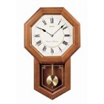 Seiko Wall Pendulum Schoolhouse Clock Dark Brown Solid Oak Case