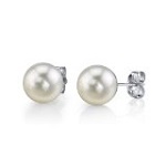 White Freshwater Cultured Pearl Stud Earrings in 14K Gold - AAA Quality