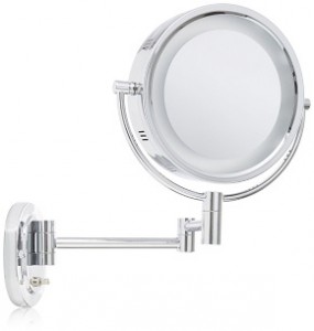 Jerdon HL65N 8-Inch Lighted Wall Mount Makeup Mirror