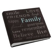 Pioneer "Family" Text Design Sewn Faux Suede Cover Photo Album