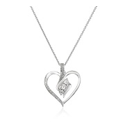 Sterling Silver Diamond Heart Pendant Necklace