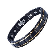 Unique Stainless Steel Mens Gold Black Power Element Bracelet with Magnets