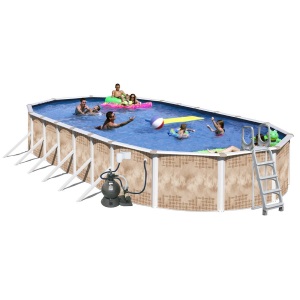 Splash Pools Oval Deluxe Pool Package 30-Feet by 15-Feet by 52-Inch