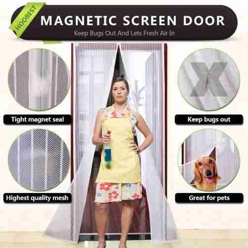 hoobest White Magnetic Screen Door