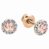 14K Rose Gold Round Morganite Earrings